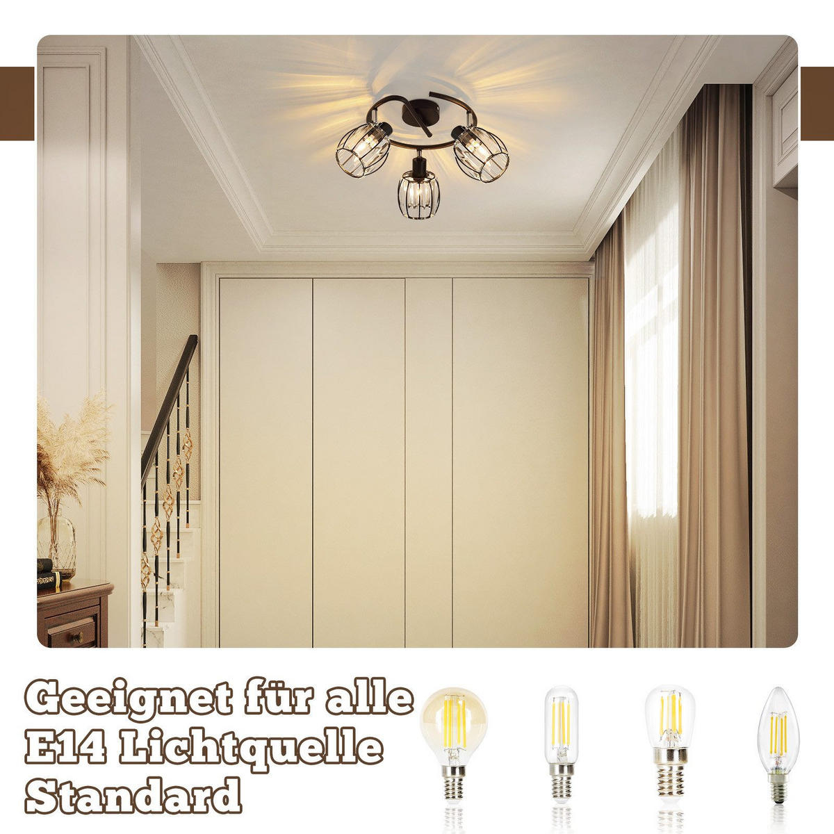 DECKENLEUCHTE Liberto 26/21/21cm - Schwarz, Metall (26/21/21cm) - Nettlife