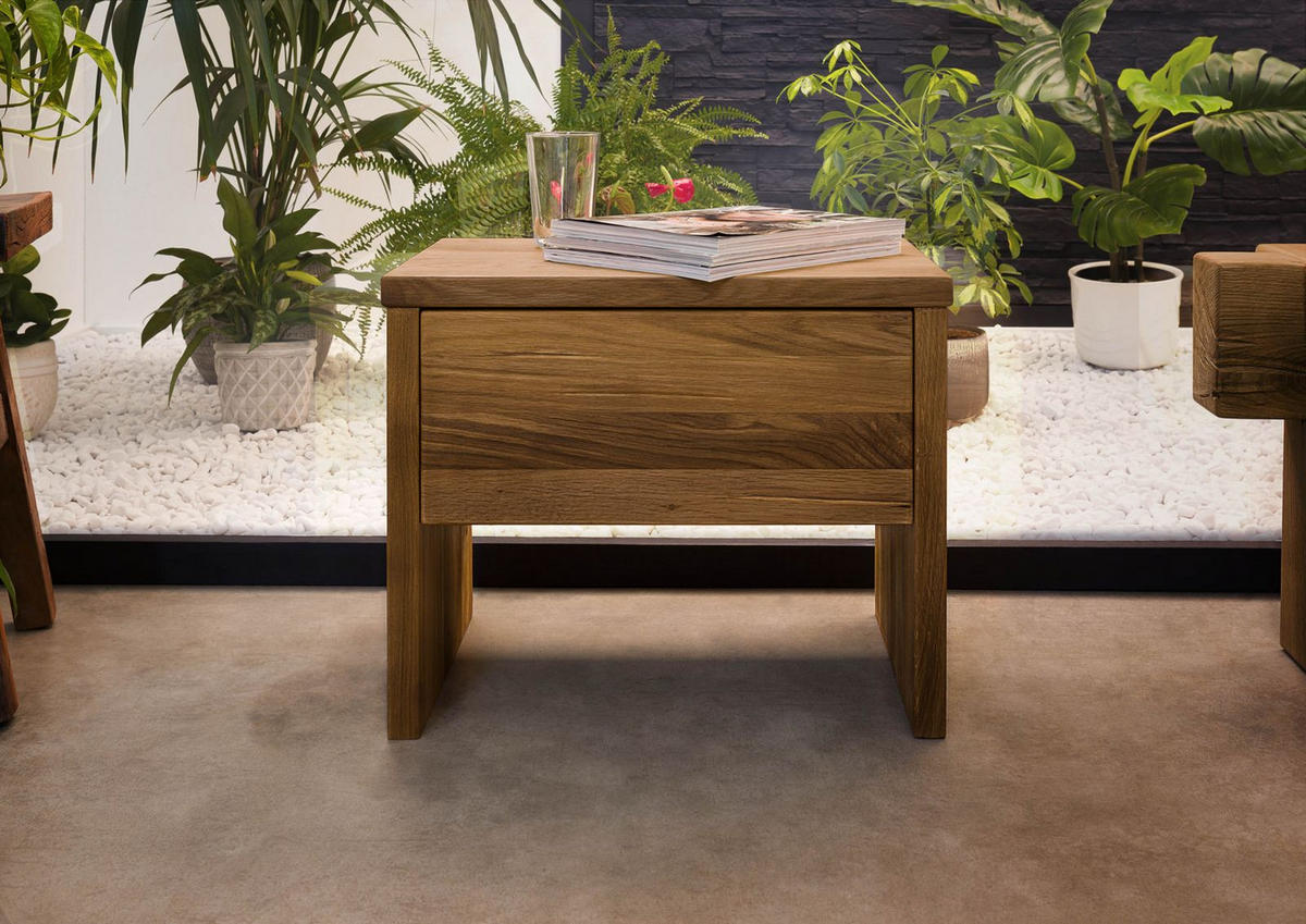 NACHTTISCH Wildeiche 50x35x40 tabacco geölt JANGALI #319 - Braun, Holz (50/40/35cm) - Massivmoebel24