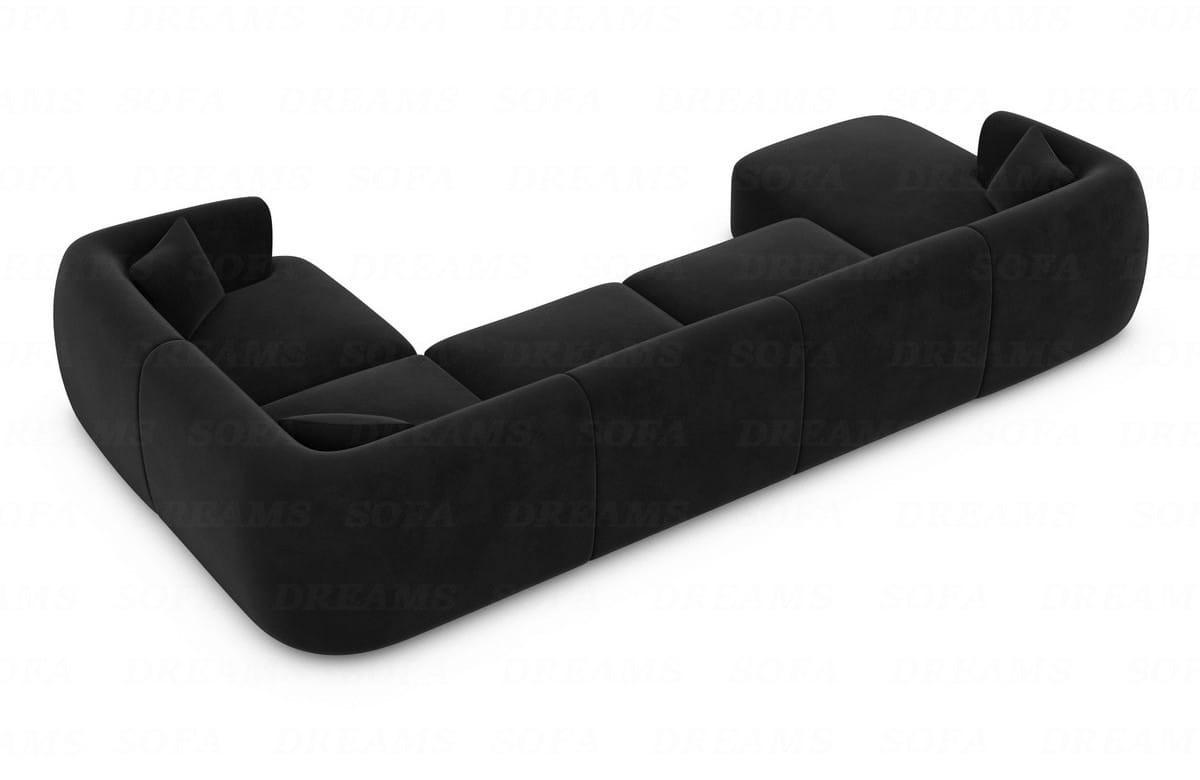 WOHNLANDSCHAFT Azura Schwarz Samtstoff - Schwarz, Kunststoff (325/78/177cm)