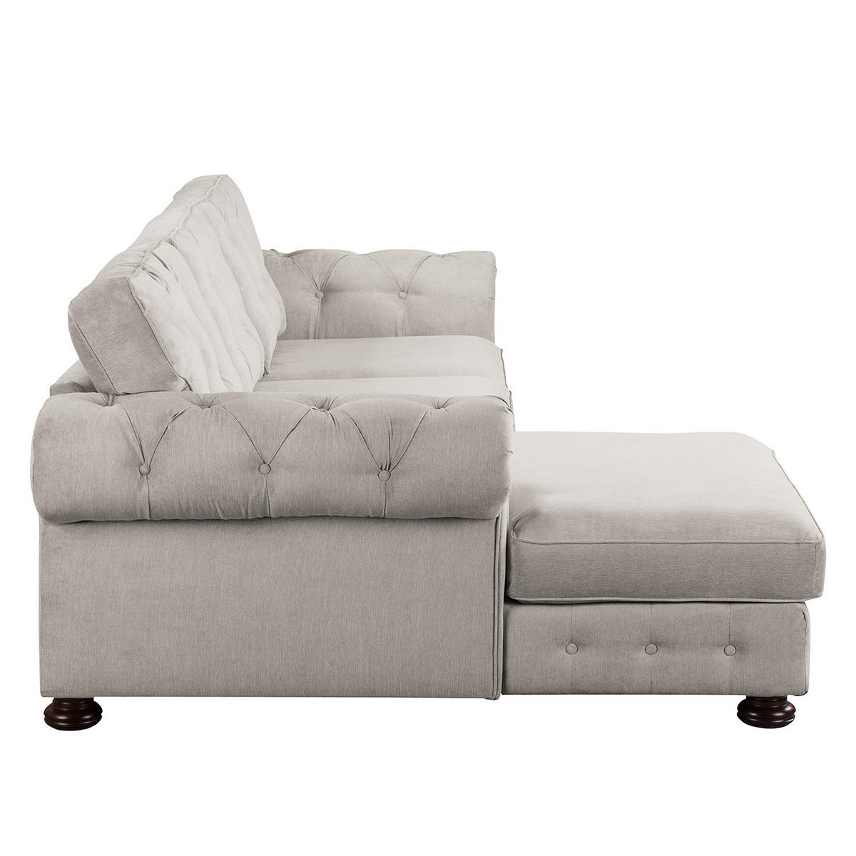 ECKSOFA mit Longchair - Microfaser - Grau, Textil (302/166cm) - home24