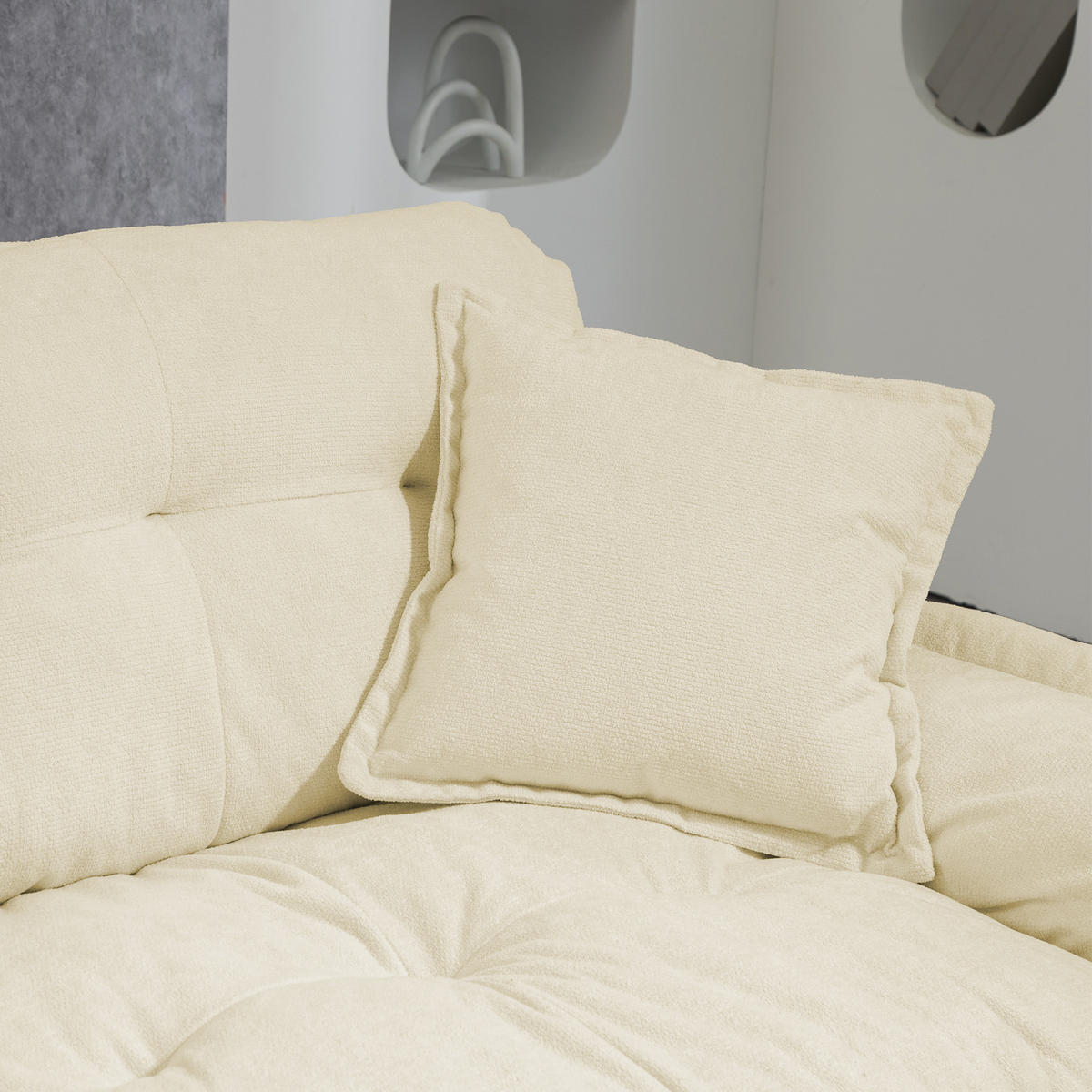 SITZGARNITUR DE-35196 2-teilig mit Tiefsitz Grün - Beige, Holzwerkstoff (90/87.6/213cm) - ComfortXL