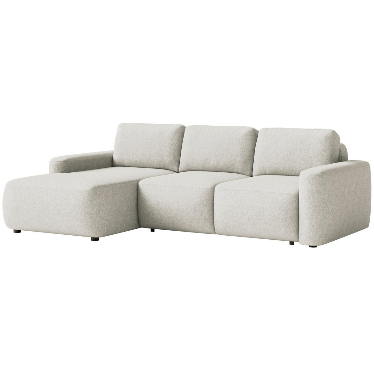 ECKSOFA Carnos Mini Creme Chenille - Creme/Schwarz, Kunststoff/Textil (238/164cm) - Selsey