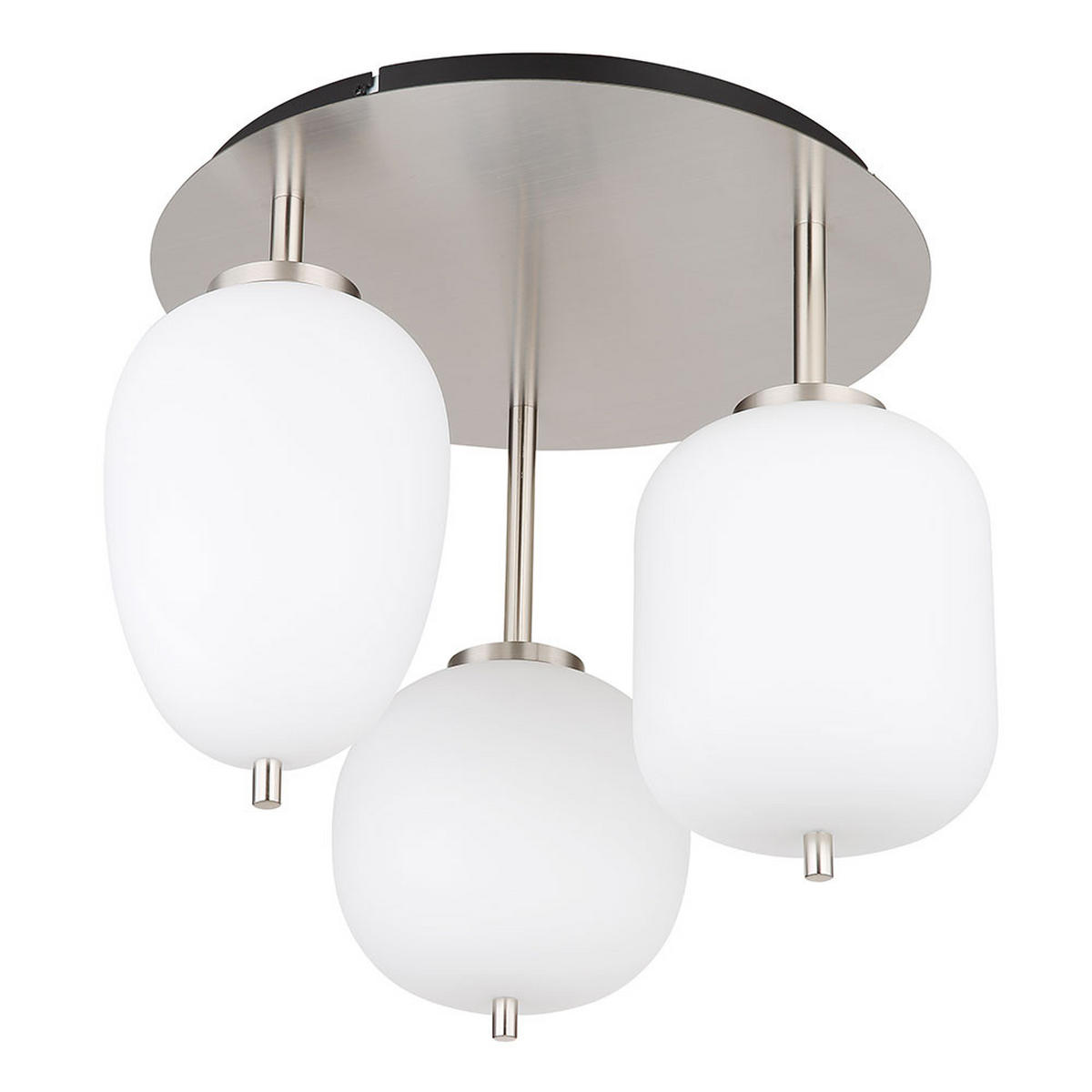 LED DECKENLEUCHTE Metall Silber Opal 3-Flammig - Silberfarben, Glas (46/46/36cm) - Globo Lighting