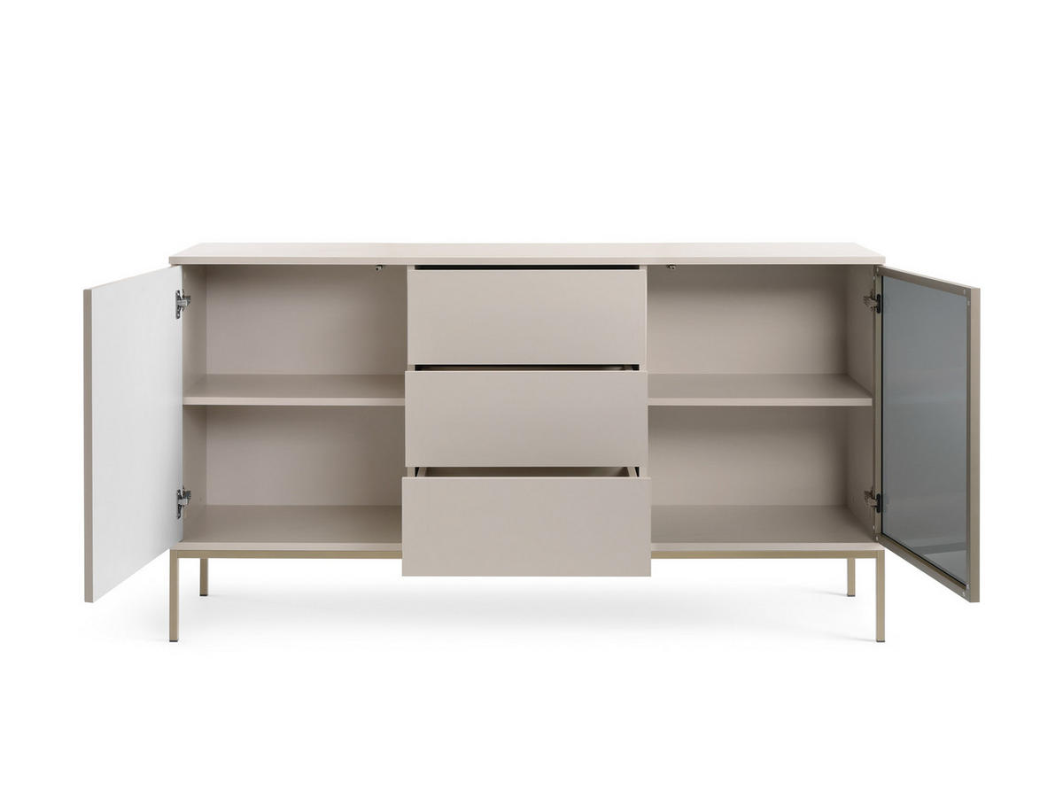 SIDEBOARD SENTIERO 154/83/39 cm mit LED 3 Schubladen und 2 Türen Kaschmir - Kaschmir, Holzwerkstoff (154/83/39cm) - MASSENO
