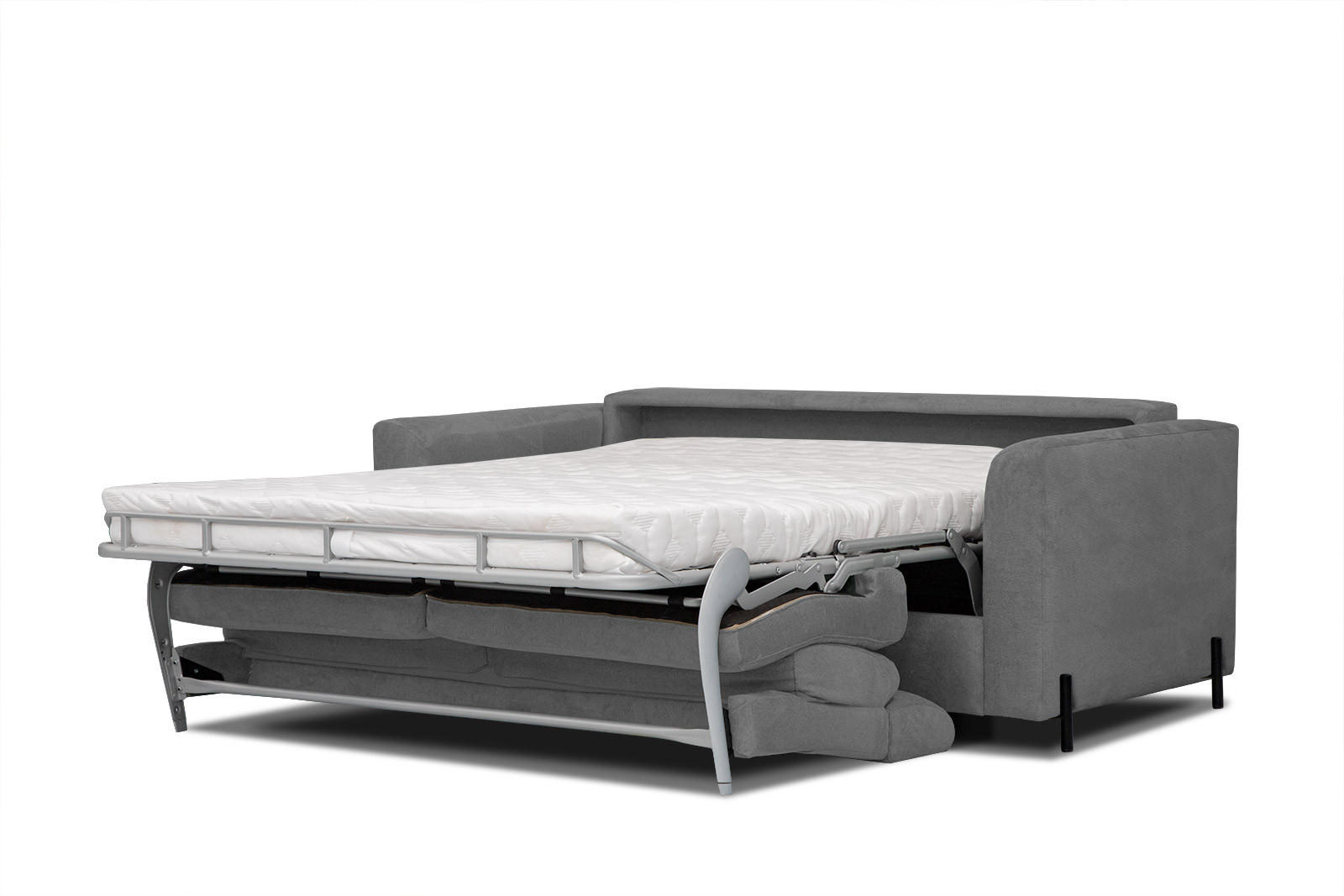 SOFA MEZO 3-Sitzer mit Schlaffunktion, grau - Schwarz/Grau, Holz/Textil (232/90/107cm) - Courtois Laville
