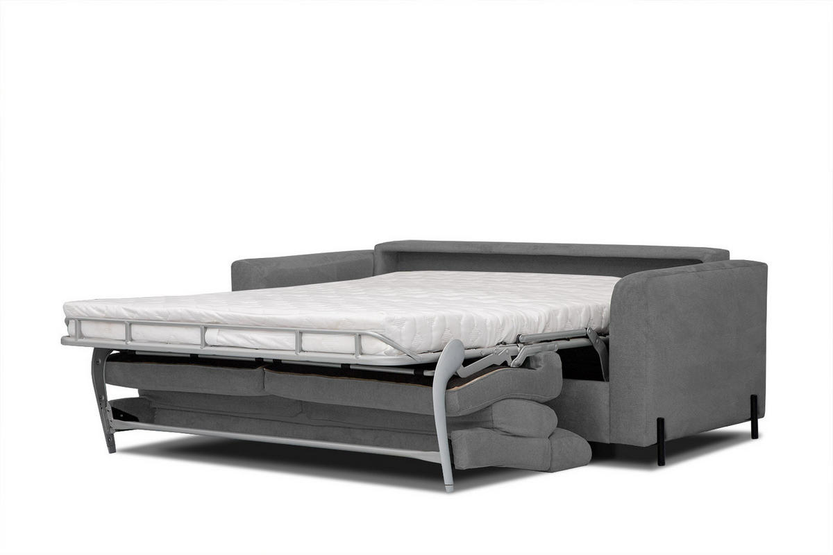 SOFA MEZO 3-Sitzer mit Schlaffunktion, grau - Schwarz/Grau, Holz/Textil (232/90/107cm) - Courtois Laville