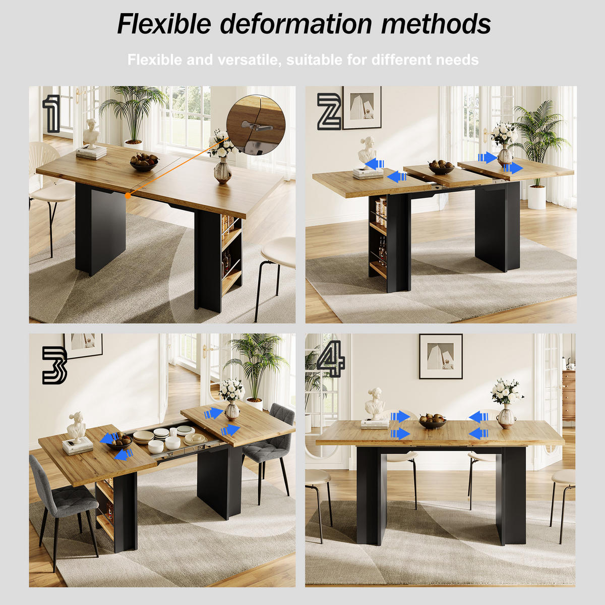 ESSTISCH 120-160/80/75 cm Naturfarben aus MDF mit Regalen - Braun, Holzwerkstoff (120/80/75cm) - OKMYHOME