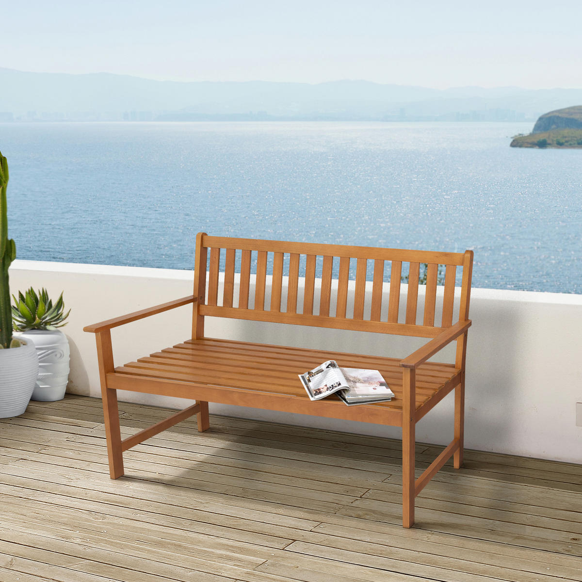 GARTENBANK Canzano - Eukalyptusholzfarben, Holz (120/90/58cm) - casa.pro