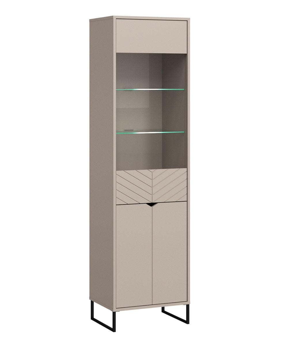 VITRINE Caseres Kaschmir | schwarz 50 / 38 / 184cm - Kaschmir/Schwarz, Holz/Holzwerkstoff (50/184/38cm) - Feldmann-Wohnen