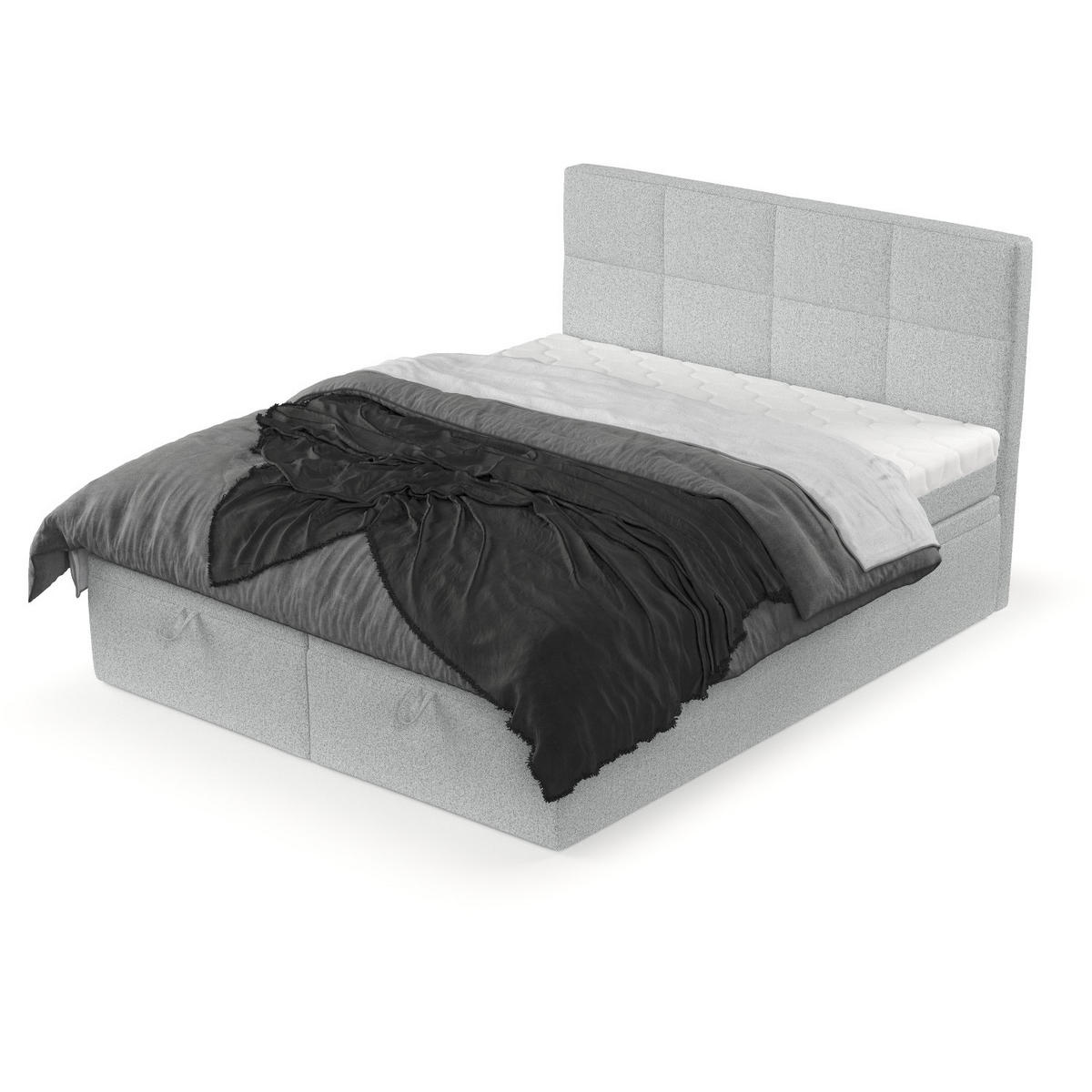 BOXBETT Tessa 160/200 cm Hellgrau im Riva Stoff - Hellgrau/Schwarz, Holz/Holzwerkstoff (160/200cm) - AltaBeds