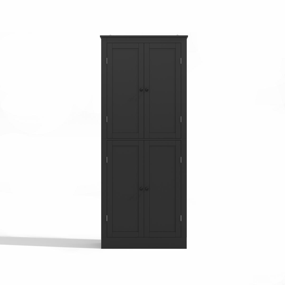 KÜCHENSCHRANK in Schwarz mit Regaltüren und Schublade für Küchen und Wohnzimmer, B75/T40/H182 cm - Schwarz, Holzwerkstoff (75/180/40cm) - STILVORA