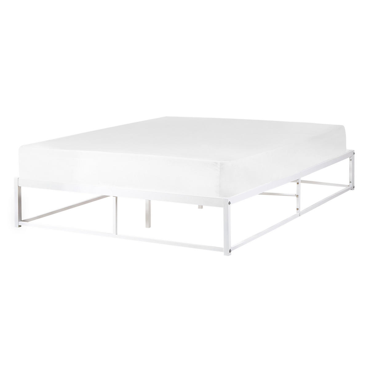 BETT mit Lattenrost 140x200 cm Weiß Viry - Weiß, Metall (140/200cm) - Beliani