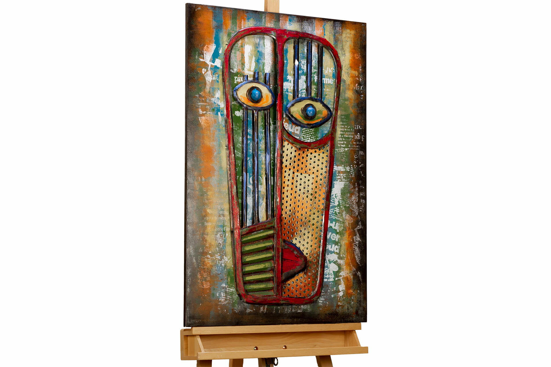 KUNSTLOFT KOVOVÝ OBRAZ MASKA POCITŮ, 60/90 CM