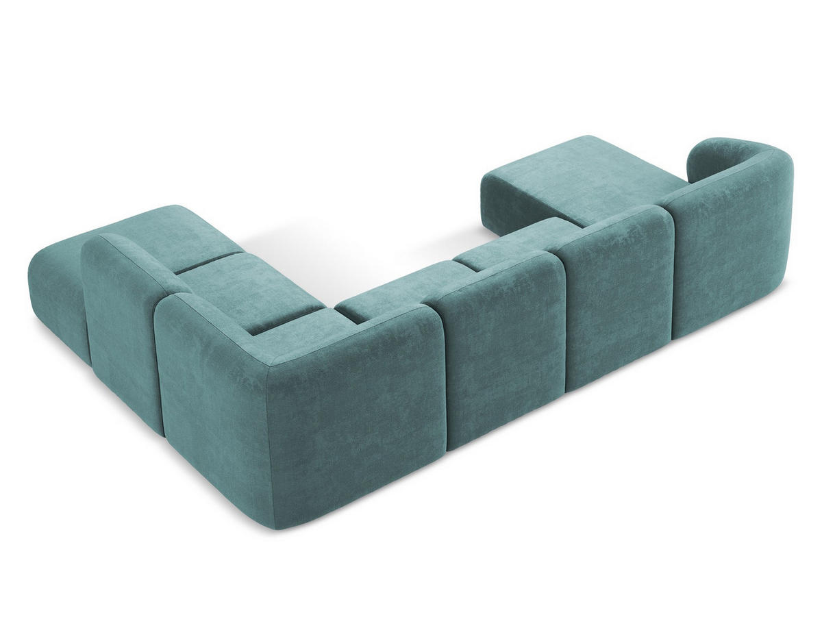 ECKSOFA Links Chenille Stoff Orange - Terracotta/Schwarz, Holzwerkstoff/Kunststoff (248/166cm) - Makamii