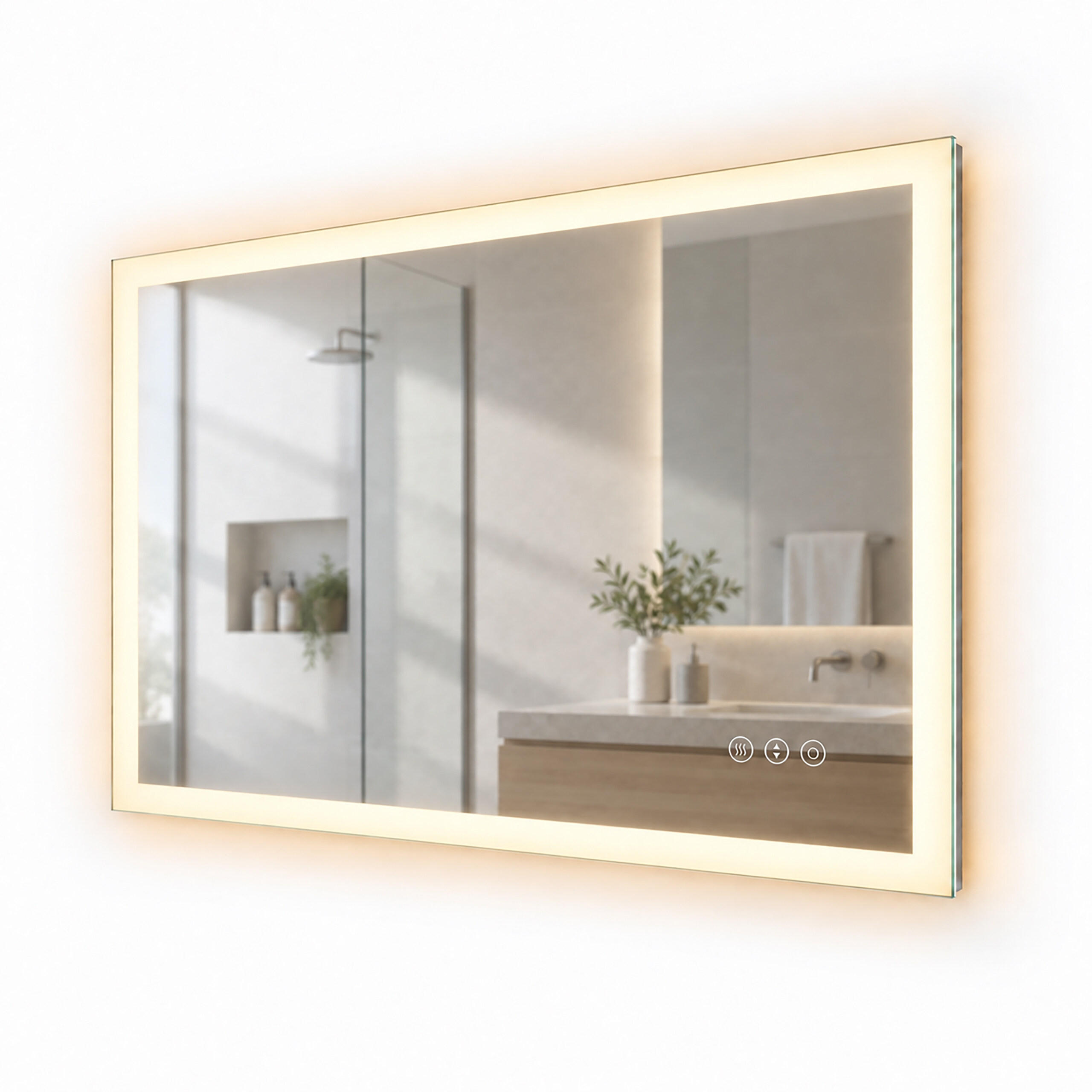 Relaxdays ZRCADLO stříbrné koupelnové LED se zásuvkou 70x50 cm