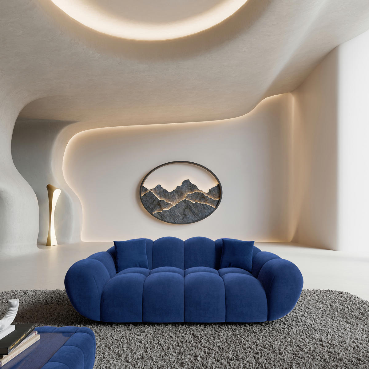 2-SITZER-SOFA Liva Königsblau Samtstoff - Blau, Textil (200/70/93cm) - VAROYAL