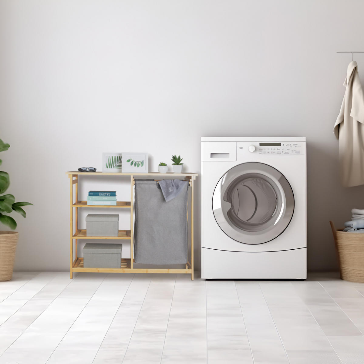 POLICE na koš na prádlo - světle hnědá, dřevo/textil (100/80/32cm) - Relaxdays