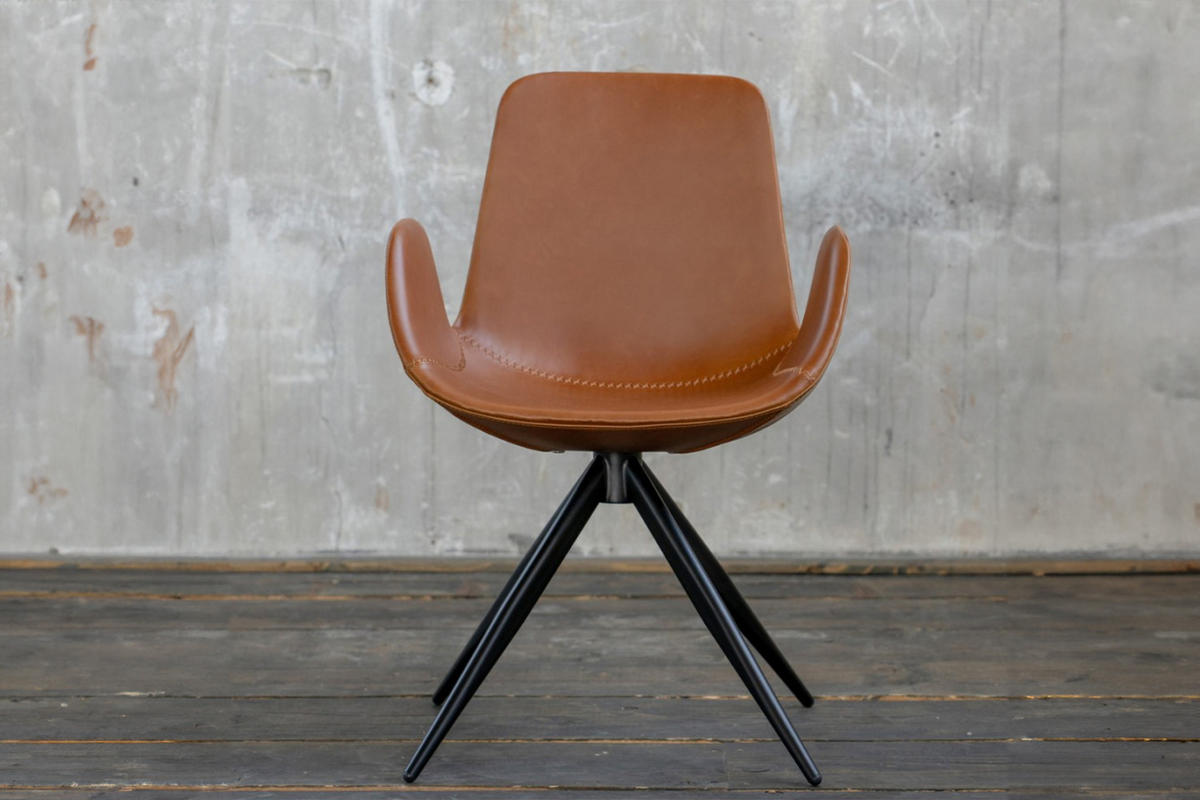 DREHSTUHL QUEN Braun Kunstleder - Schwarz/Braun, Leder (55.5/82/55cm) - KAWOLA