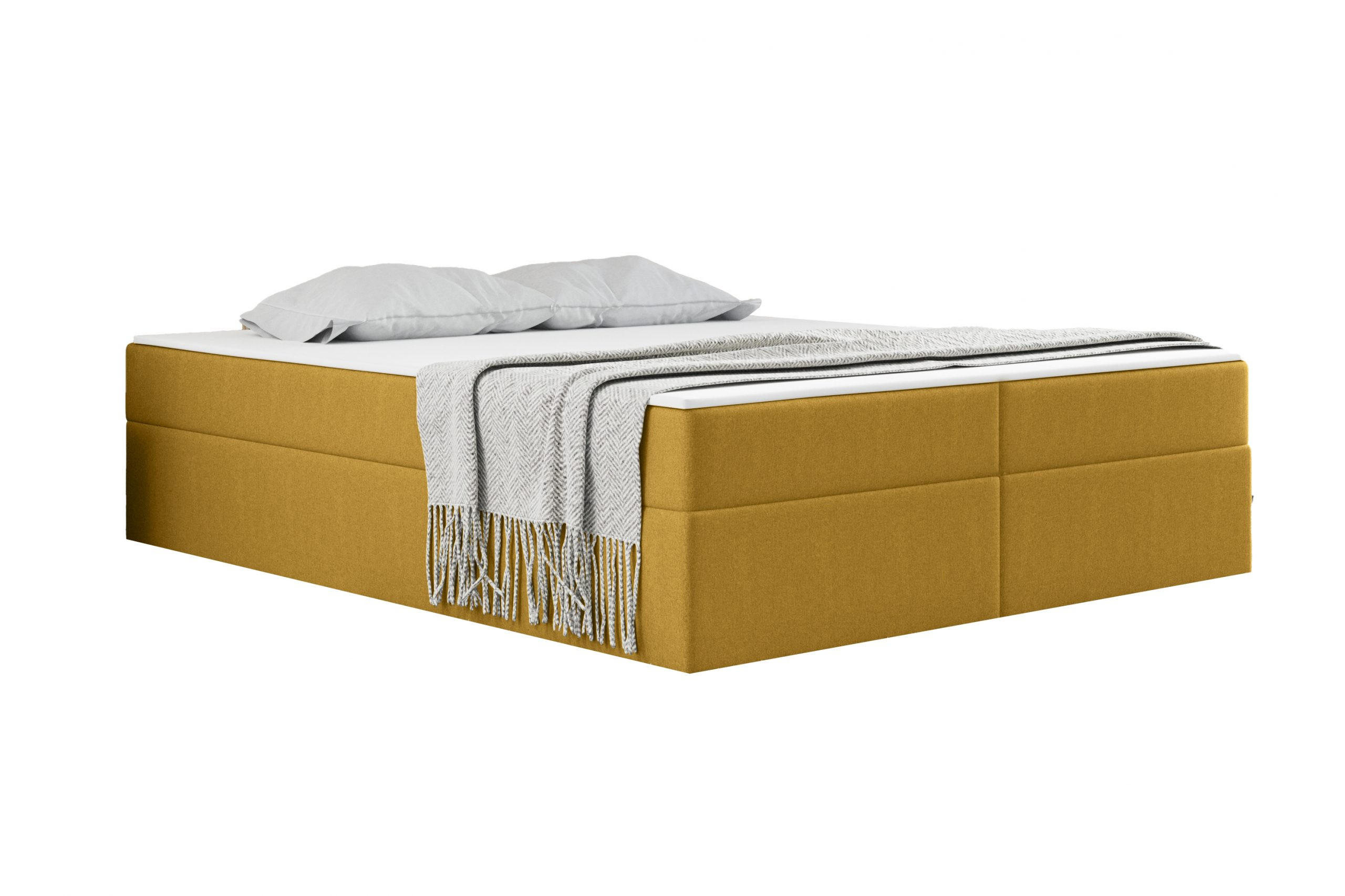 Kaiser Möbel KONTINENTÁLNÍ POSTEL s úložným prostorem, matrací a topperem Ruben Žlutá 200x200 cm H3-Bonell