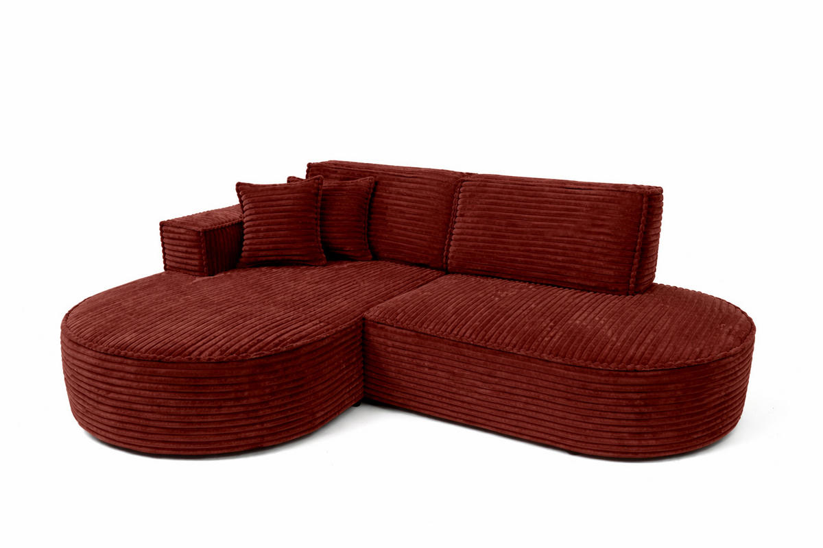 ECKSOFA L-Form, Cordstoff Velo, Kupfer, Links, Modena Studio - Orange, Holz (236/165cm) - Kaiser Möbel