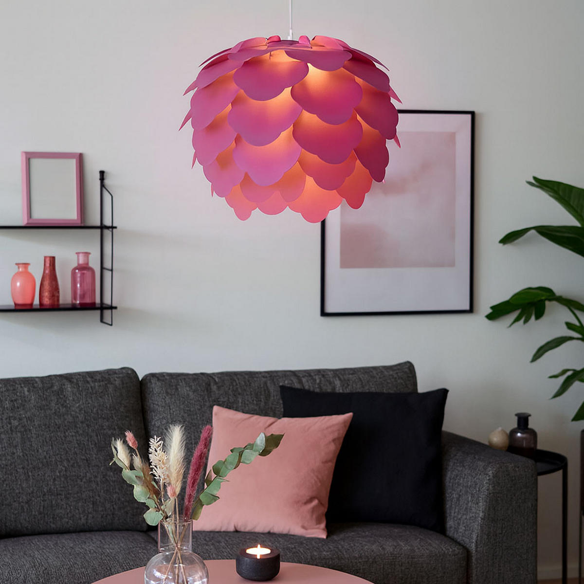 LED HÄNGELEUCHTE FILETTA Rosa Kunststoff - Rosa, Metall (42/42/110cm)
