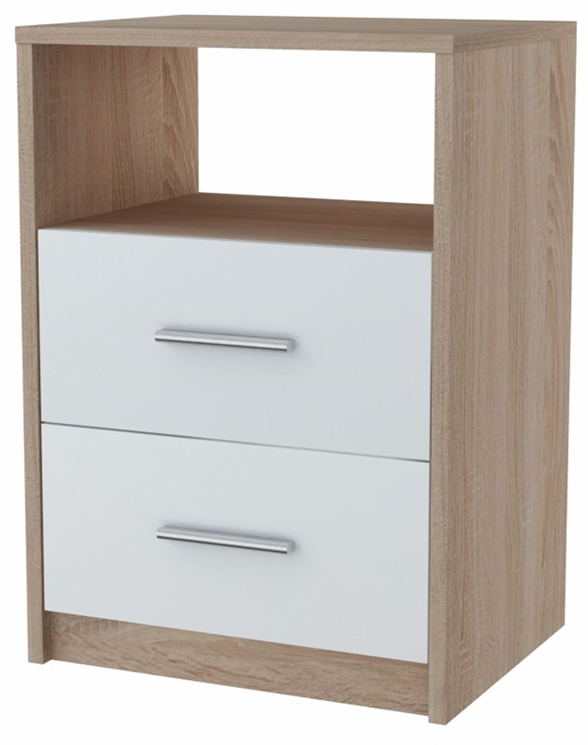 NACHTTISCH 2SO Sonoma Eiche-Weiß 40/35/58,5 cm klassische Optik - Weiß/Sonoma Eiche, Holzwerkstoff (40/58.5/35cm) - Matkam Möbel