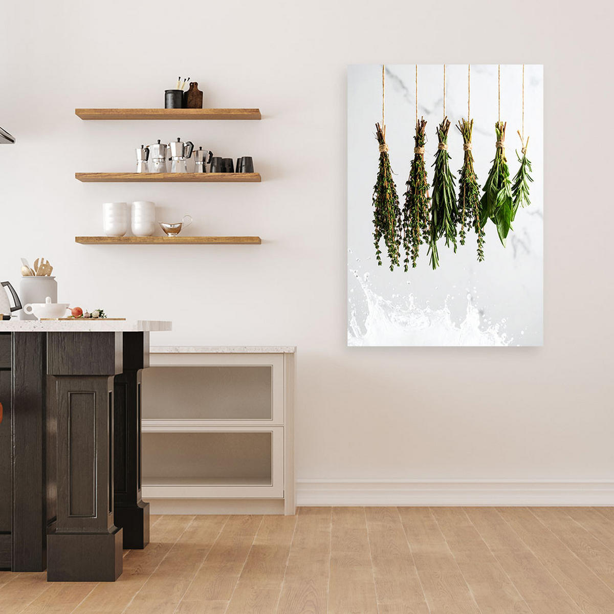 LEINWANDBILD Kräuter Gewürze Pflanzen 60x90cm - Weiß, Textil (60/90cm) - Feeby