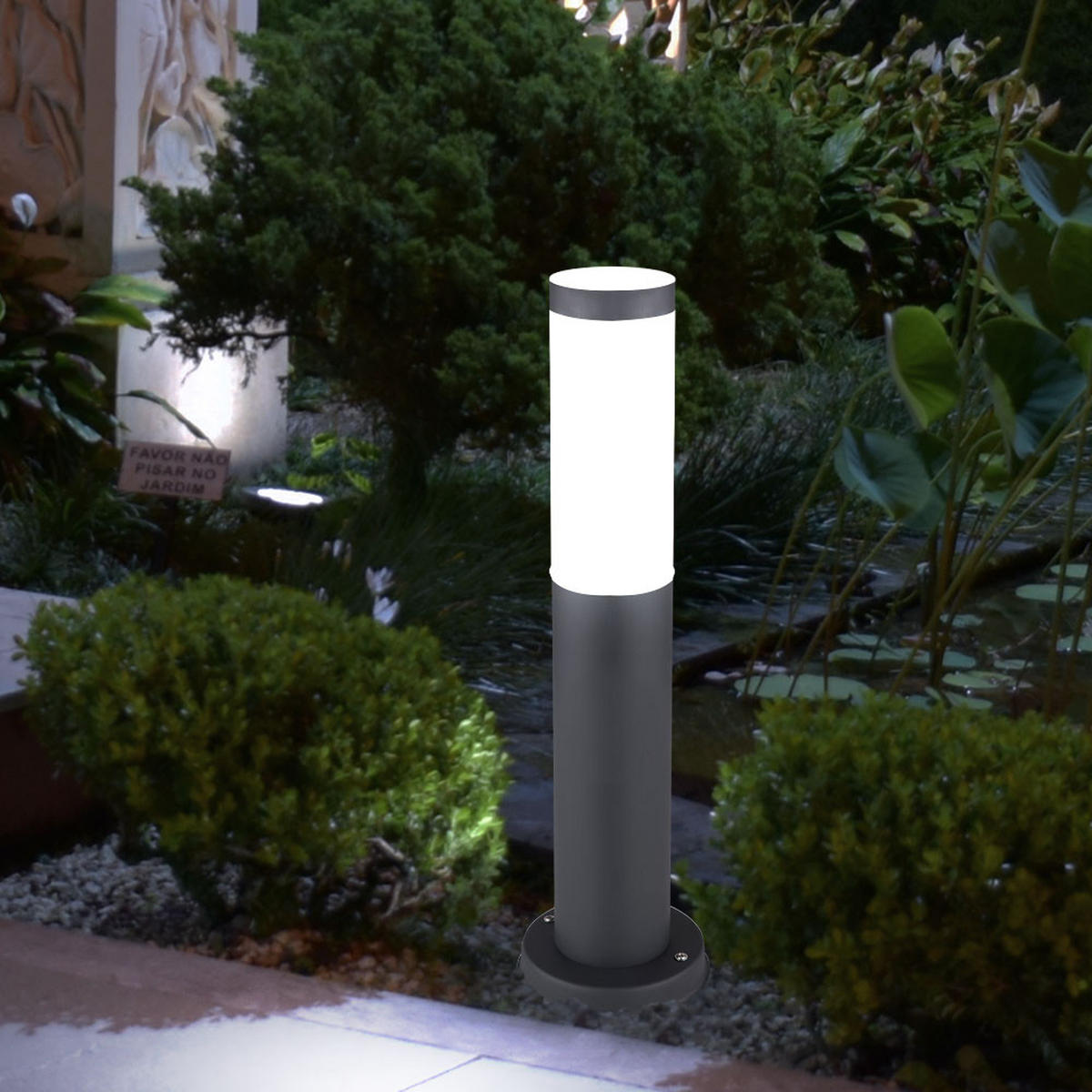 LED STEHLEUCHTE Edelstahl Anthrazit - Anthrazit, Metall (7.6/7.6/45cm)