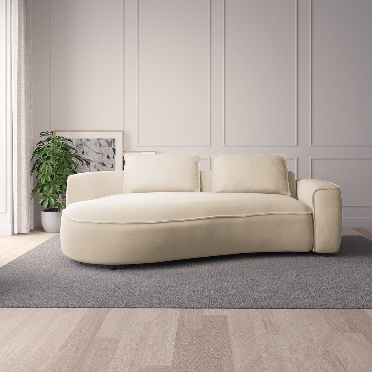 2,5-SITZER SOFA - Beige/Schwarz, Kunststoff/Textil (217/82/146cm) - home24