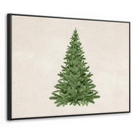 LEINWAND Bilder mit Rahmen - Weihnachtsbaum - Grün - Weihnachten - Feiertage - 70x50 - Olivgrün, Textil (70/50cm) - MuchoWow
