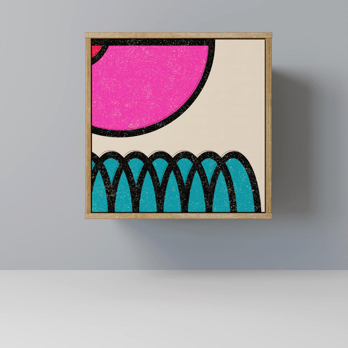 SIDEBOARD GEOMETRIC RHAPSODY, Eichefarben, 57,5x42x77,5 cm, Schräge Buchenholzfüße - Eichefarben/Buchefarben, Holzwerkstoff/Buchenholz (57.5/77.5/42cm) - SpaceRebels