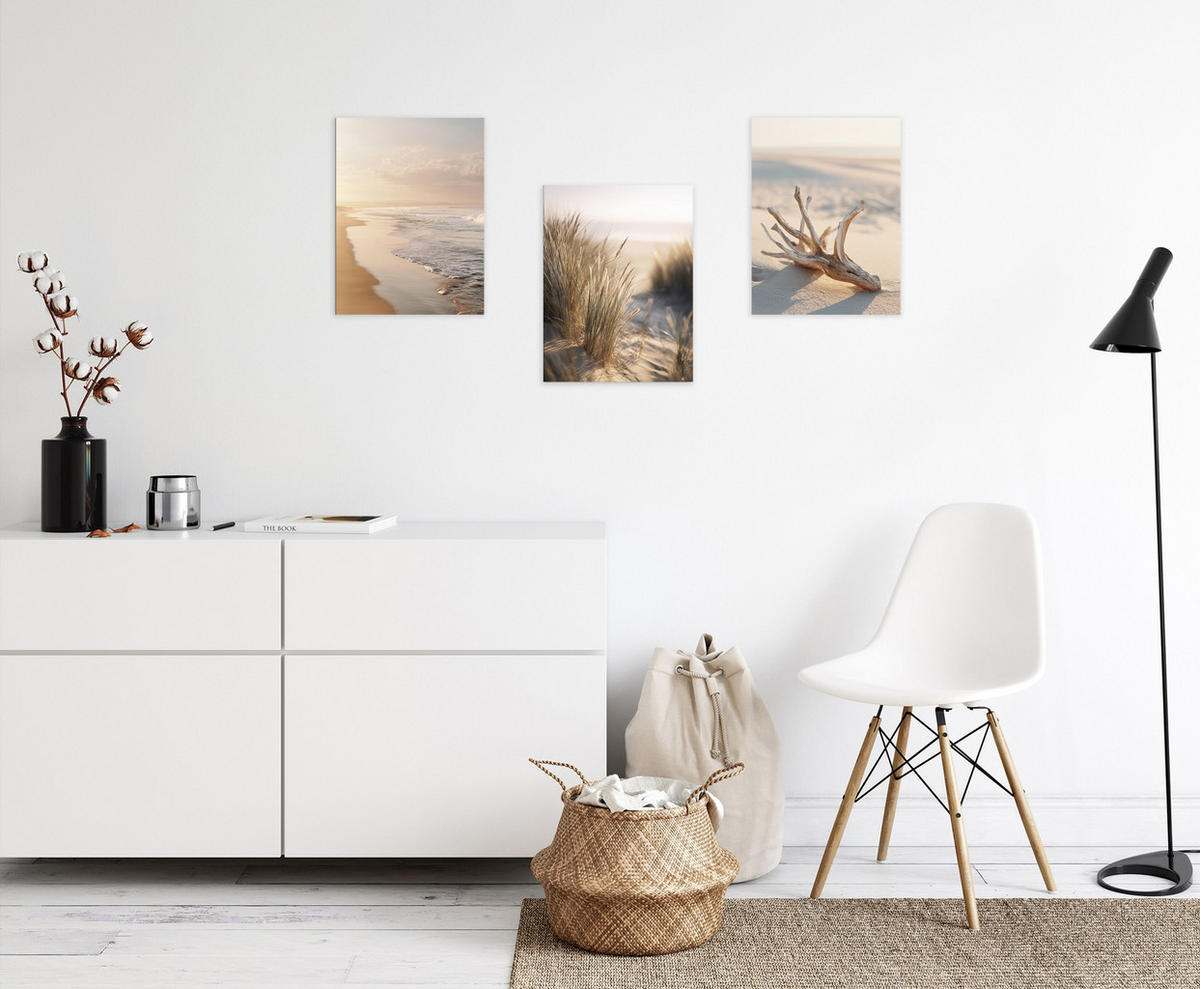 BILDERSET 3er-Set 30x40 cm Strand Meer beige - Beige, Kunststoff (30/40cm) - artissimo