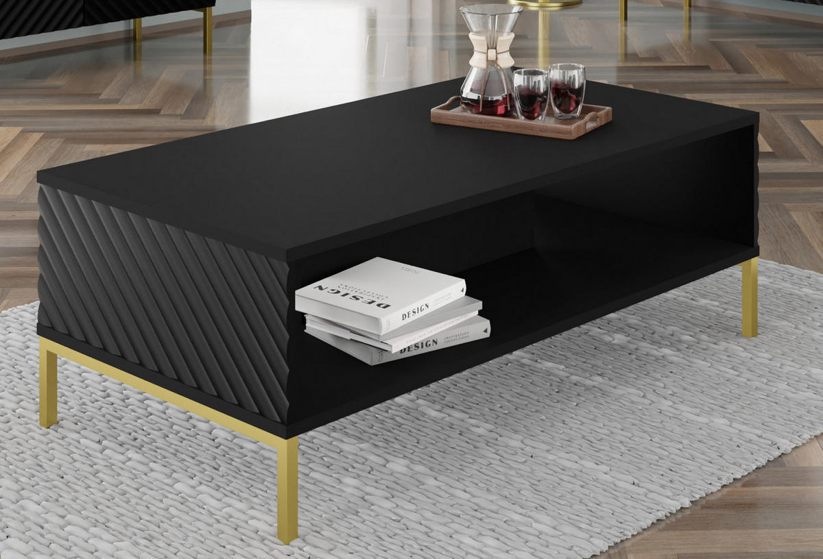 COUCHTISCH Schwarz, Gold 90/43/60 - Goldfarben/Schwarz, Holzwerkstoff (90/43/60cm) - RAUMHIRSCH FURNITURE