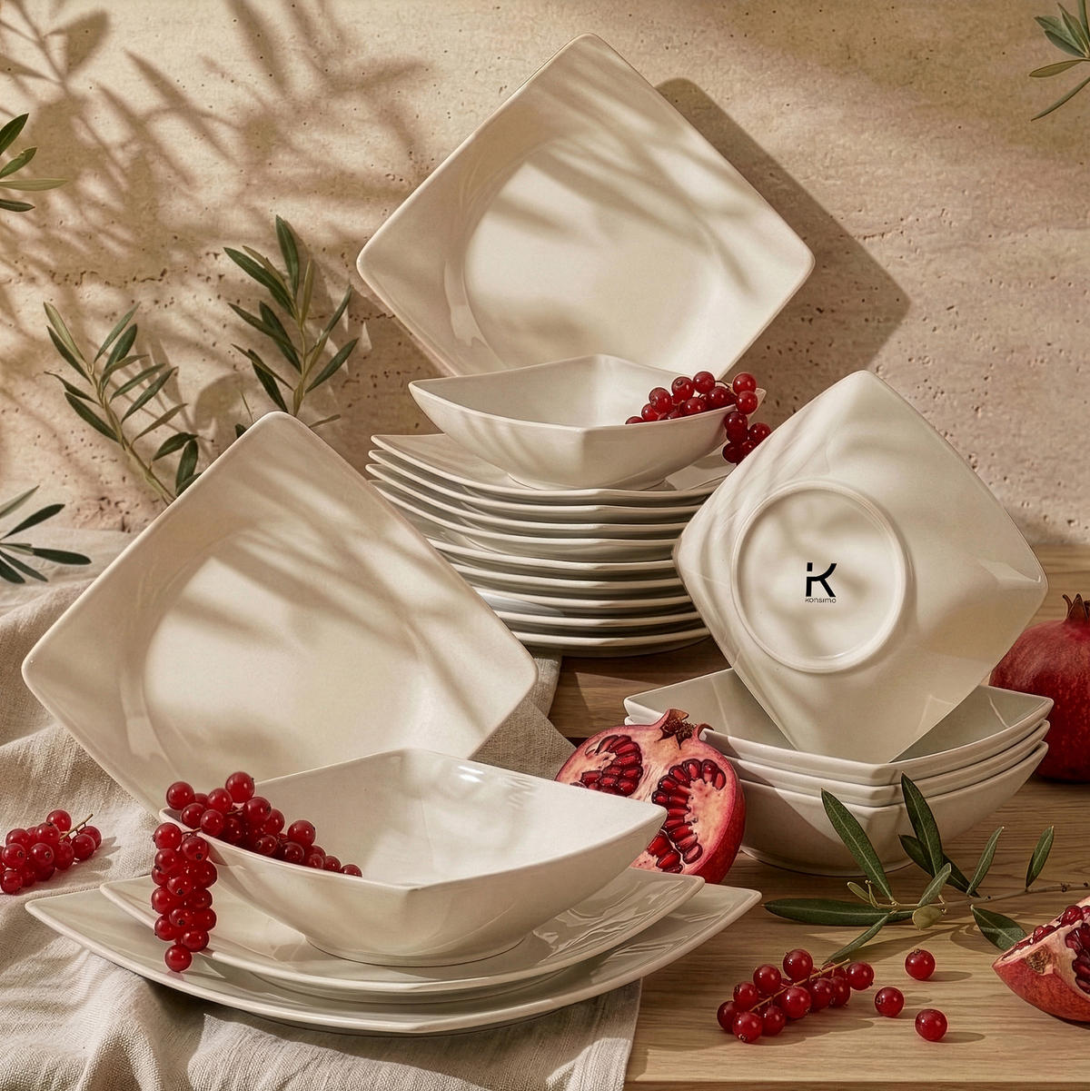 TAFELSERVICE EPIRI 6 Personen 18-tlg - Beige, Keramik (25/2/25cm) - KONSIMO®