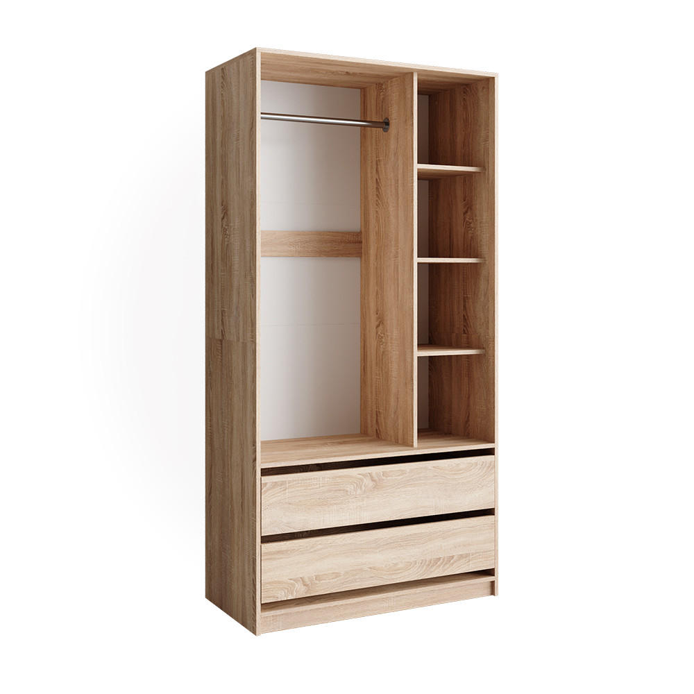 KINDERKLEIDERSCHRANK Elmo Sonoma 100 x 200 cm mit 2 Schubladen - Sonoma Eiche, Holzwerkstoff (100/200/50cm) - Vicco