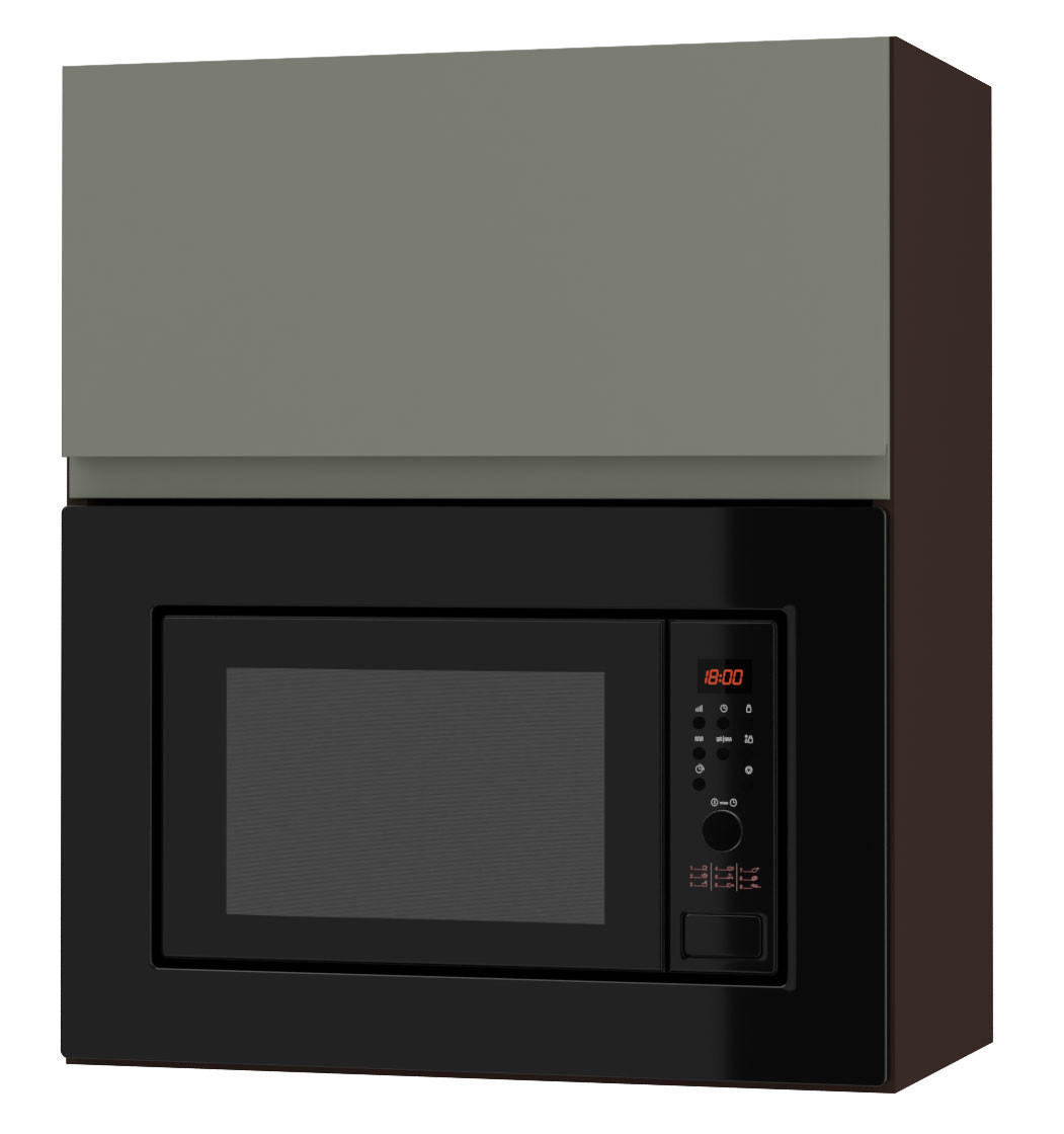 MIKROWELLENUMBAUSCHRANK Avellino W2MK/60 reed green Acryl matt / Lava 60 / 32,5 / 72cm - Dunkelgrau/Grün, Holz/Holzwerkstoff (60/72/32.5cm) - Feldmann-Wohnen