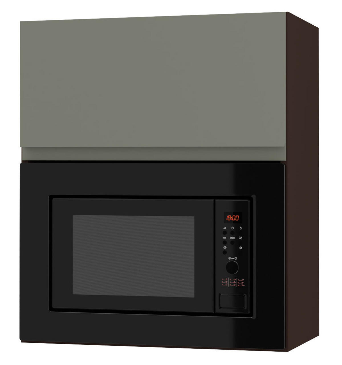 MIKROWELLENUMBAUSCHRANK Avellino W2MK/60 reed green Acryl matt / Lava 60 / 32,5 / 72cm - Dunkelgrau/Grün, Holz/Holzwerkstoff (60/72/32.5cm) - Feldmann-Wohnen