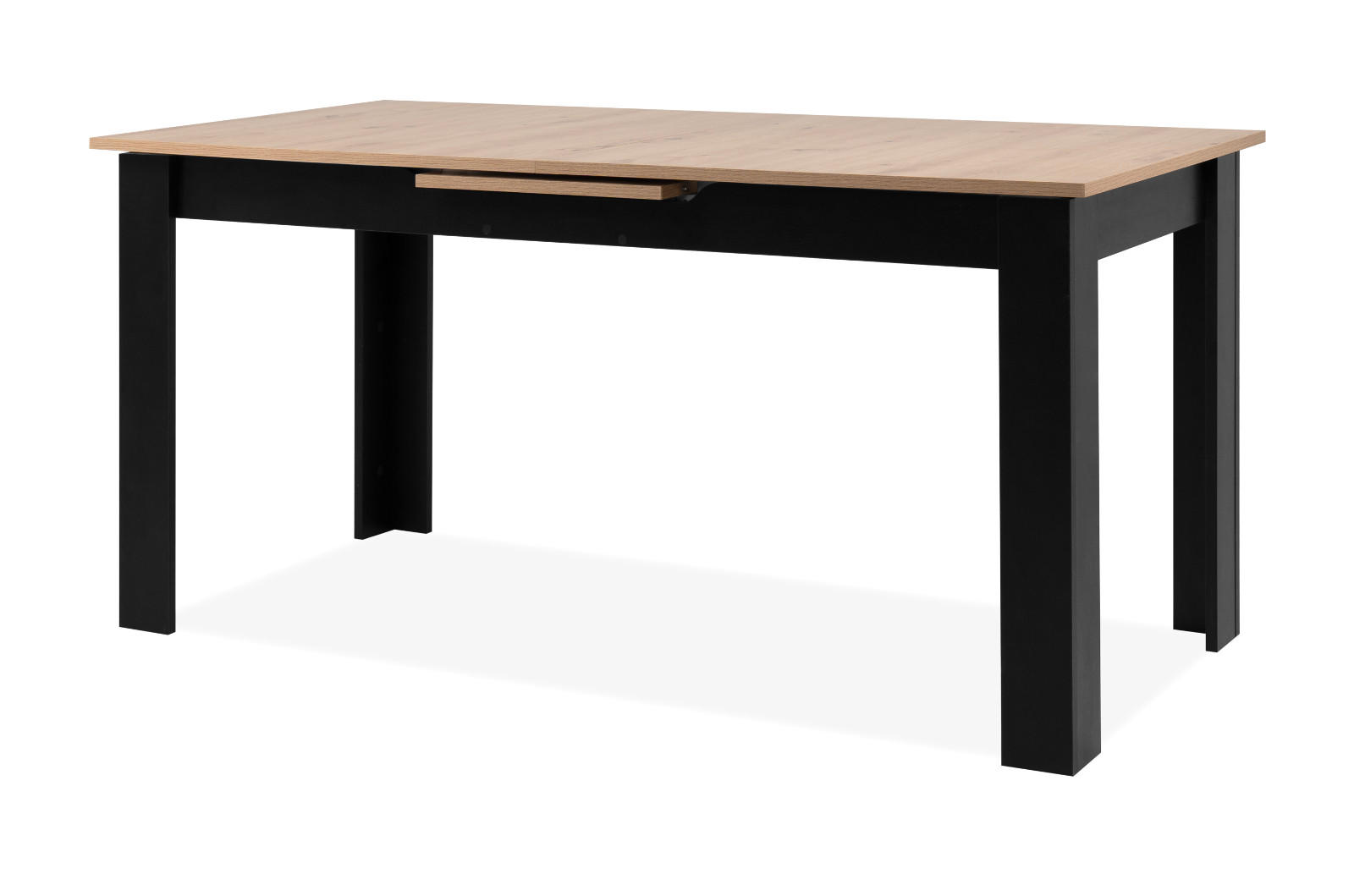 ESSTISCH Eiche Artisan, schwarz 160 - 20 cm, Küchentisch ausziehbar - Schwarz/Eiche Artisan, Holzwerkstoff (160/80/75cm) - Furn.Design