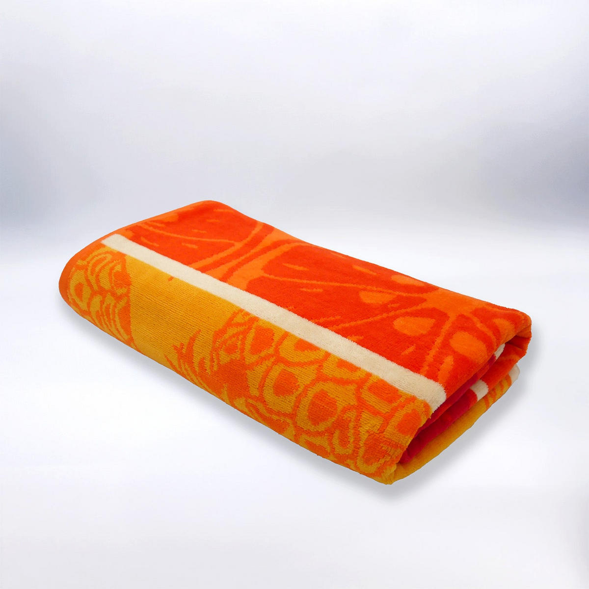 STRANDTUCH Frottee Velours Jacquard Orange 90x170 400g/m² - Frutti - Orange, Textil (90/170cm) - LE COMPTOIR DE LA PLAGE