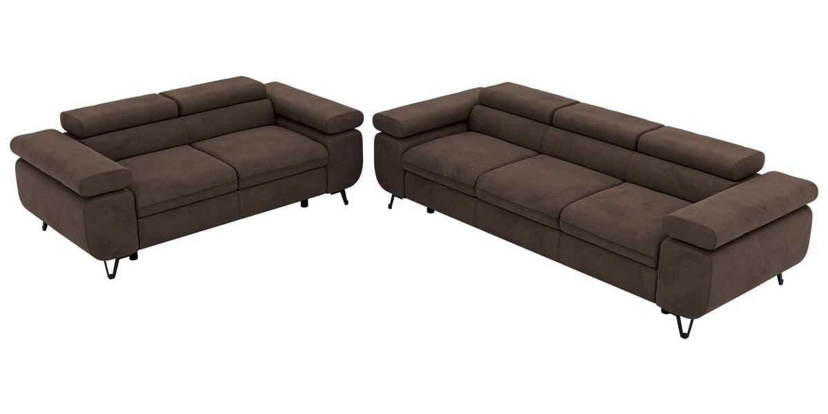 SEDACÍ SOUPRAVA PETER 2+3 - Hnědá Samet - černá/hnědá, kov/textil (262/76/99cm) - MKS