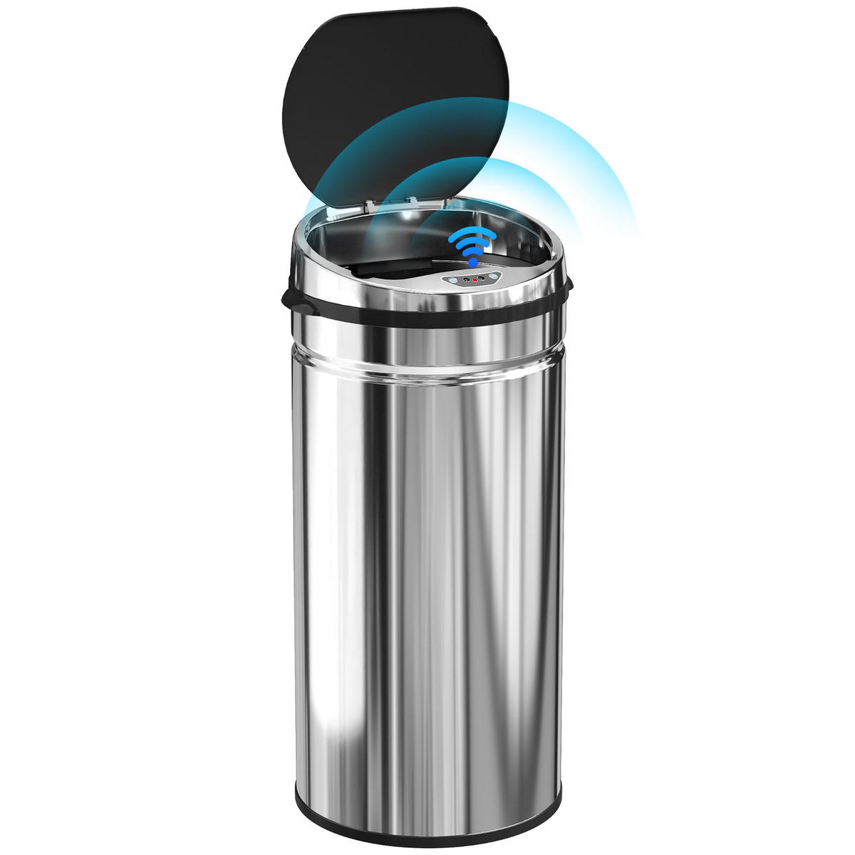 MÜLLEIMER 42L Automatischer Abfalleimer aus Metall Silber 30,5/68/30,5 cm - Silberfarben, Metall (30.5/68/30.5cm) - Rolipo