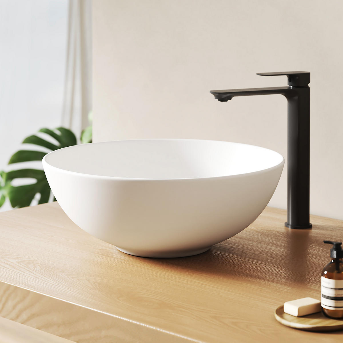 WASCHBECKEN Keramik Weiß Matt Ø41,5 / 15,5 cm - Weiß, Keramik (41.5/15.5/41.5cm) - EMKE