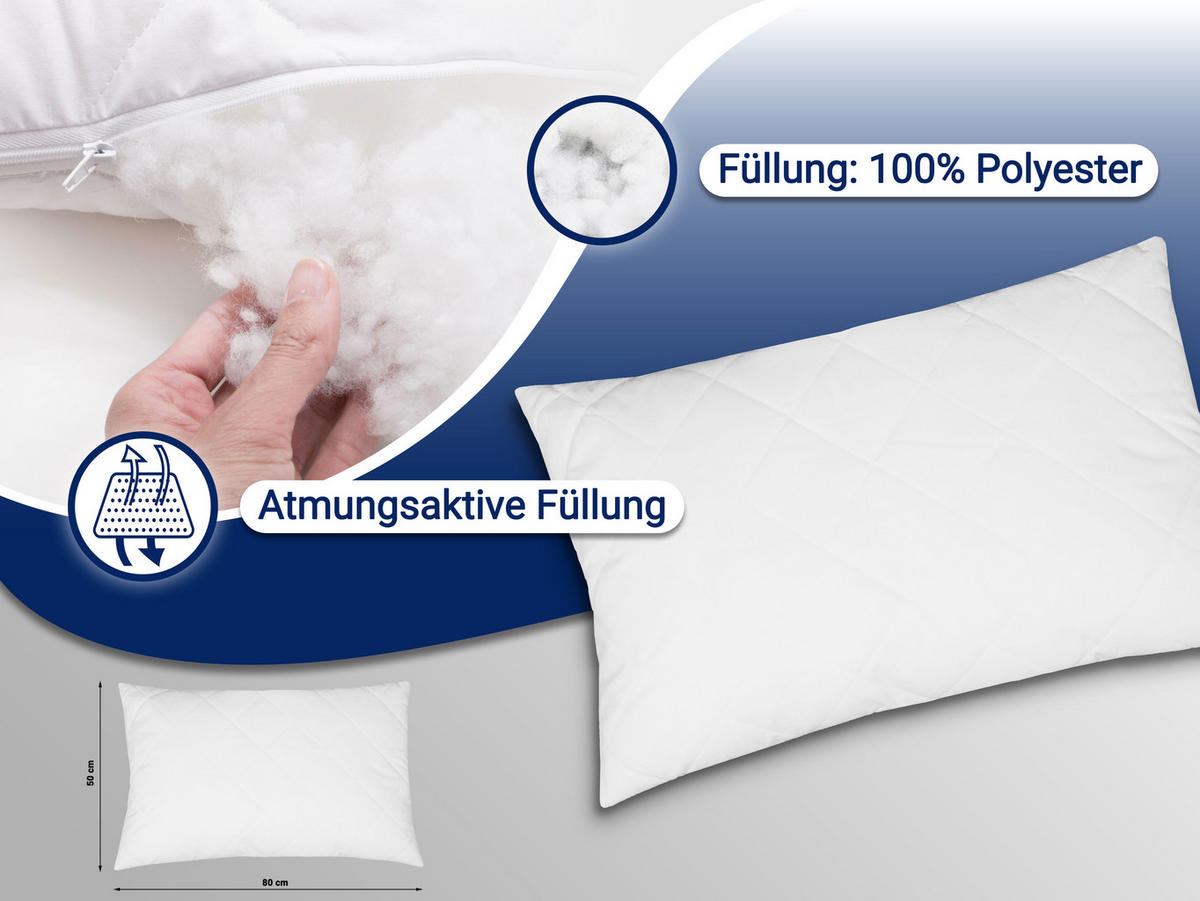 KISSEN, 50x80 cm, 50% Polyester, 50% Baumwolle, Weiß - Weiß, Textil (50/80cm) - Zollner