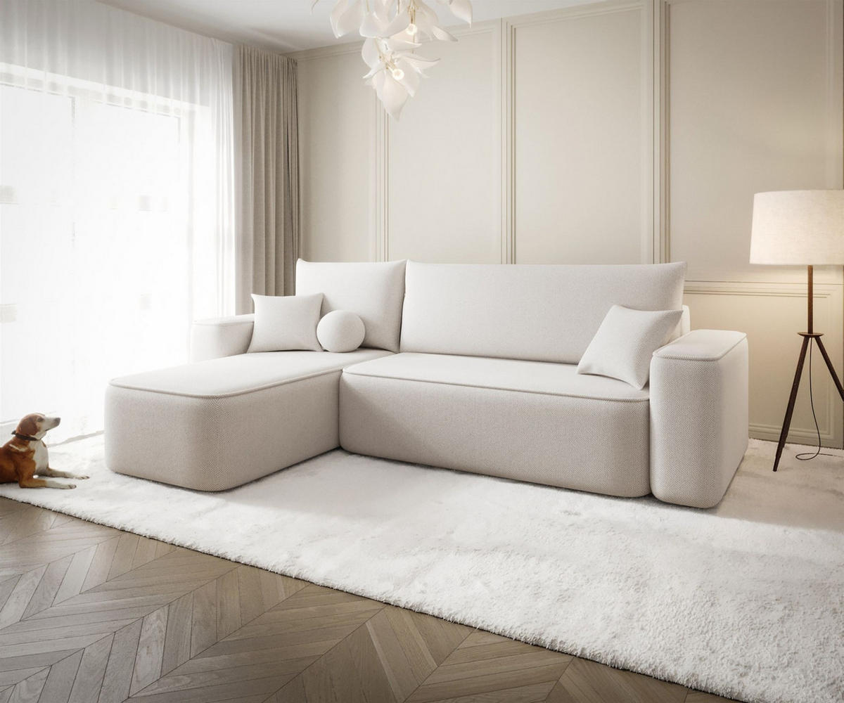 ECKSOFA Agepo In Curio - Creme, Holzwerkstoff/Textil (250/150cm) - Fun Möbel