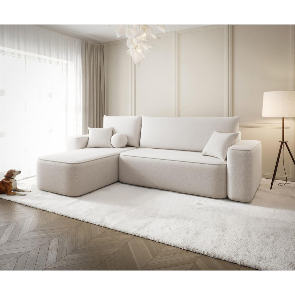 Thumbnail - Fun Möbel Ecksofa, Creme, Textil, Ottomane links, 250x150 cm, Wohnzimmer, Sofas & Couches, Wohnlandschaften, Ecksofas