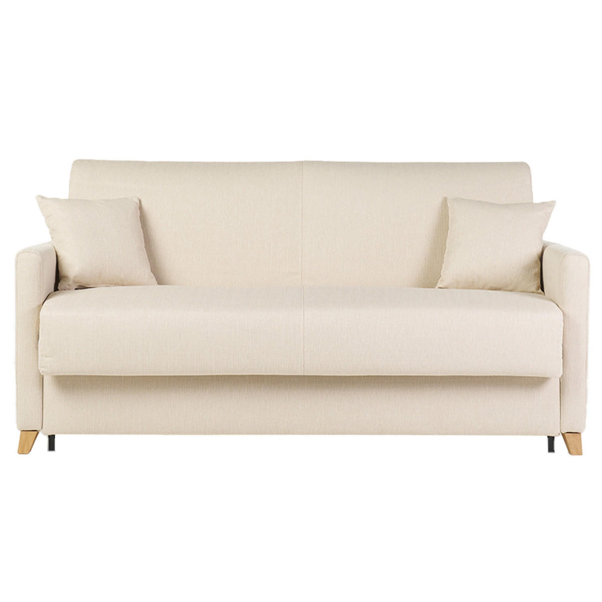 SCHLAFSOFA 3-Sitzer Skandinavisch Beige Matratze 18 cm SKANDY - Beige, Textil (99/92/176cm) - Miliboo