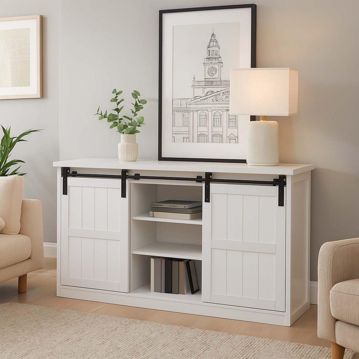 SIDEBOARD Weiß - Weiß, Holz (150/84/40cm) - MCW