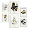 POSTER Set Mit 6 Schwarzer Tintensnack Größe A3 & A4 Weißer Rahmen - Weiß, Papier (29.7/1cm) - Nacnic