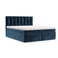 BOXBETT Lume 180/200 cm Dunkelblau im Kronos Stoff - Schwarz/Dunkelblau, Holz/Holzwerkstoff (180/200cm) - AltaBeds