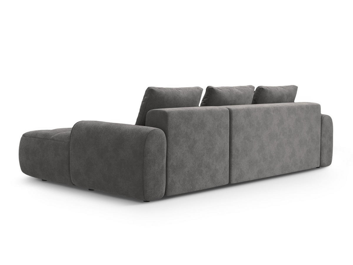 AUSKLAPPBARES-ECKSOFA rechts mit Container Linz aus Samt grau 3 Sitzplätze - Grau, Textil (142/275cm) - Cosmopolitan Design